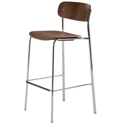 S 243 H Barhocker, Chrom, Nussbaum klar lackiert
