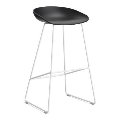 About A Stool AAS 38, Barvariante: Sitzhöhe 74 cm, Stahl pulverbeschichtet weiß, Black 2.0