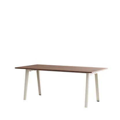 New Modern Esstisch rechteckig, Metall/Holz, 190 x 95 cm, Walnussfurnier, Cremeweiß