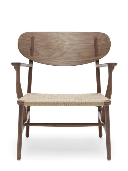 CH22 Lounge Chair, Nussbaum geölt, Papiergarn natur
