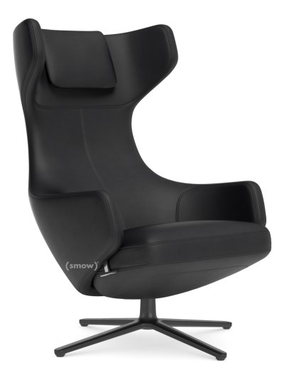 Grand Repos, Sessel Grand Repos, Leder Premium nero, 46 cm, Basic dark