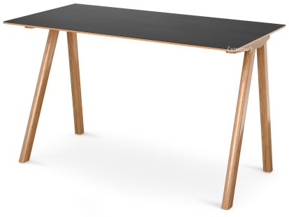 Copenhague Desk CPH90, Eiche lackiert, Linoleum schwarz