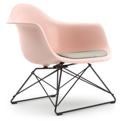 Eames Plastic Armchair RE LAR, Zartrosé, Sitzpolster warmgrey / elfenbein, Beschichtet basic dark