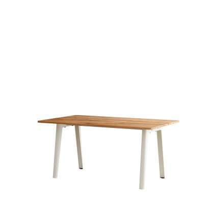New Modern Esstisch rechteckig, Metall/Holz, 160 x 95 cm, Eiche recycled, Cremeweiß