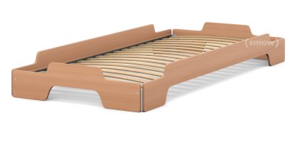 Stapelliege, 90 x 200, Buche lackiert, Rollbar
