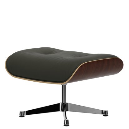 Lounge Chair Ottoman, Nussbaum dunkel, Leder Premium F umbragrau, Aluminium poliert