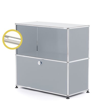 USM Haller E Sideboard M mit Fachbeleuchtung, USM mattsilber, Kaltweiß