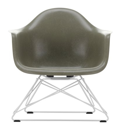 Eames Fiberglass Armchair LAR, Eames raw umber, Weiß