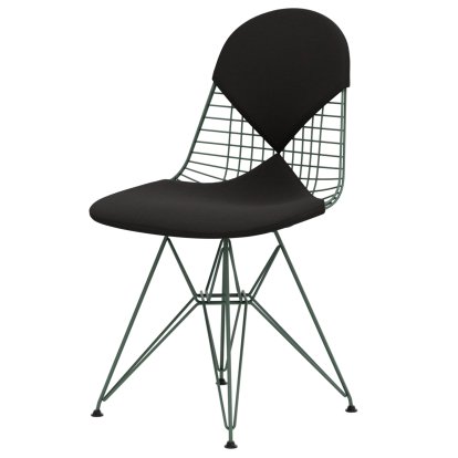 Wire Chair DKR , Pulverbeschichtet eames sea foam green, Sitz- und Rückenkissen (Bikini), Dunkelgrau