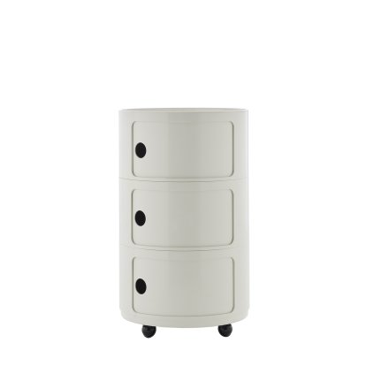 Componibili Container Big, 3 Fächer, Weiß, Mit Rollen