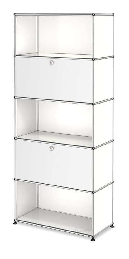 USM Haller Aktenregal M, individualisierbar, Reinweiß RAL 9010, Mit Klappe, Offen, Mit Klappe, Offen