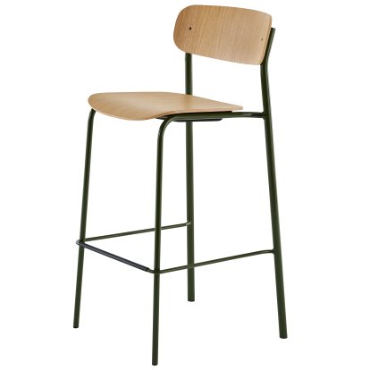 S 243 H Barhocker, Olivgrün (RAL 6003), Eiche klar lackiert