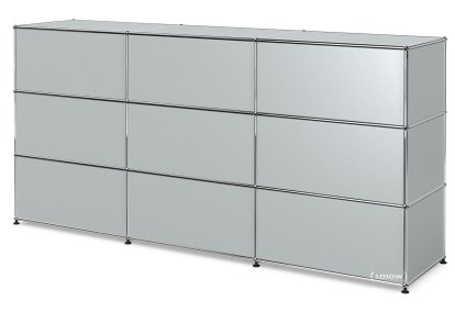 USM Haller Theke Typ 1, USM mattsilber, 225 cm (3 Elemente), 50 cm