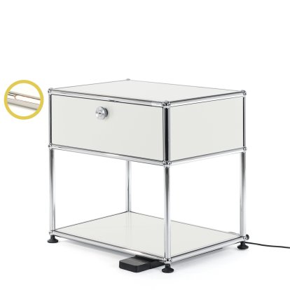 USM Haller E Nachttisch mit dimmbarem Licht, Lichtgrau RAL 7035