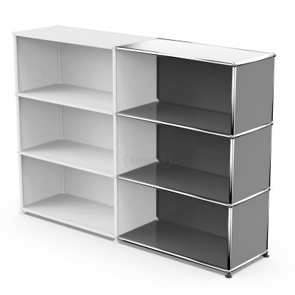 USM Haller Anbaupaket Horizontal 3, Mittelgrau RAL 7005, 35 cm
