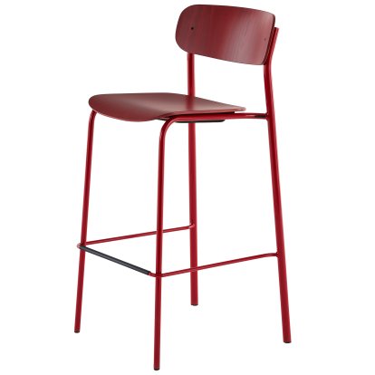 S 243 H Barhocker, Tomatenrot (RAL 3013), Buche gebeizt rostrot (TP 239)