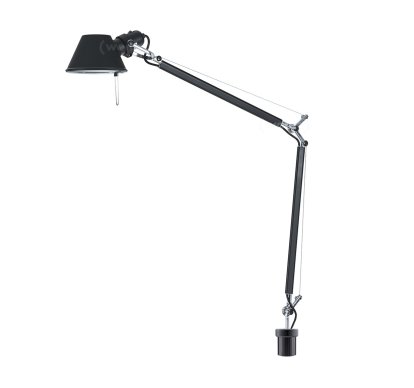 Tolomeo Tavolo, Schwarz, mit USM-Haltezapfen für USM Haller Tischbein, Halogenlampe