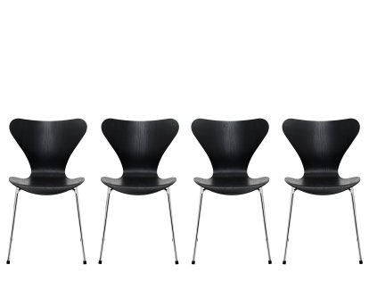 Serie 7 Stuhl 3107 - 4er Aktionsset, Sitz gefärbte Esche schwarz, Gestell verchromt