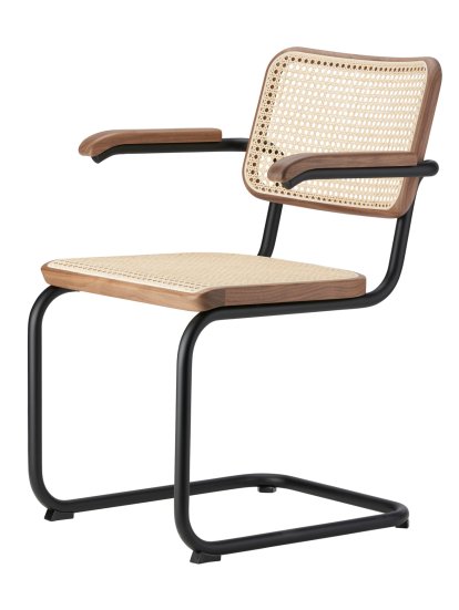 S 32 V / S 64 V Pure Materials Sonderedition Freischwinger, Nussbaum, Mattschwarz, mit Armlehnen