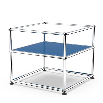 USM Haller Beistelltisch Typ II, Glas, Enzianblau RAL 5010