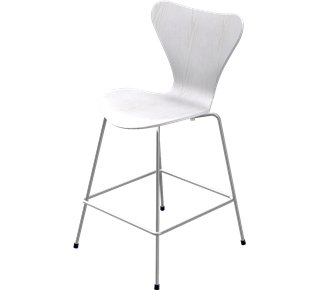Serie 7 Barhocker 3187/3197, 64 cm, Gefärbte Esche, White