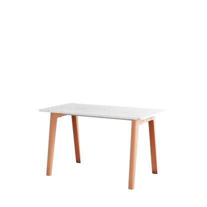 New Modern Esstisch rechteckig, Metall/recycelter Kunststoff, 130 x 70 cm, Aschfarbenes Rosa
