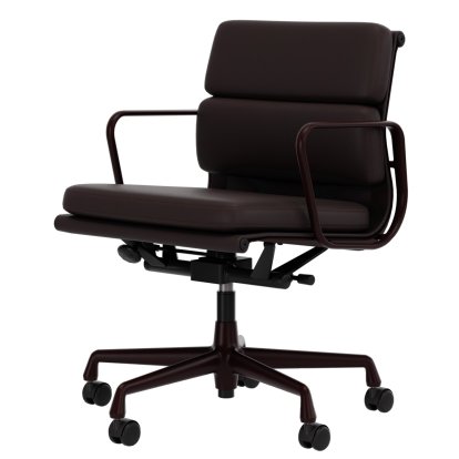 Soft Pad Chair EA 217, Aluminium pulverbeschichtet dunkel-bordeaux, Leder Standard Pflaume, Plano braun