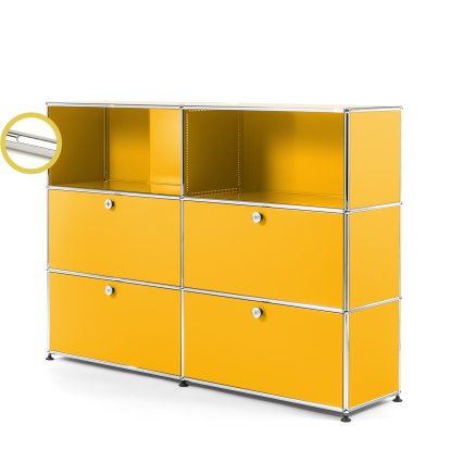 USM Haller E Highboard L mit Fachbeleuchtung, Goldgelb RAL 1004, Kaltweiß