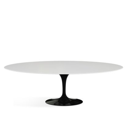 Saarinen Esstisch oval, L 244 cm x B 137 cm, schwarz, Laminat weiß