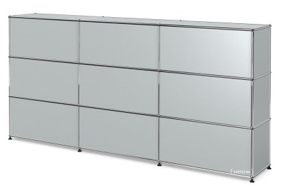 USM Haller Theke Typ 1, USM mattsilber, 225 cm (3 Elemente), 35 cm