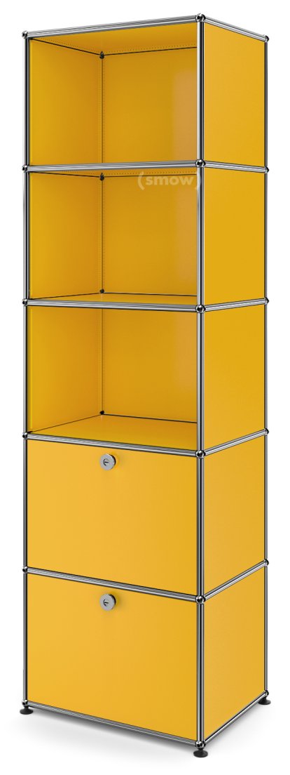 USM Haller Bücherregal 50, Mit 2 Klapptüren, Goldgelb RAL 1004
