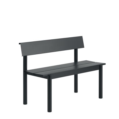 Linear Steel Bank mit Rückenlehne, L 110 x B 50,9 cm, Black