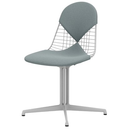 Wire Chair DKL, Beschichtet weiß, Sitz- und Rückenkissen (Bikini), Eisblau / elfenbein