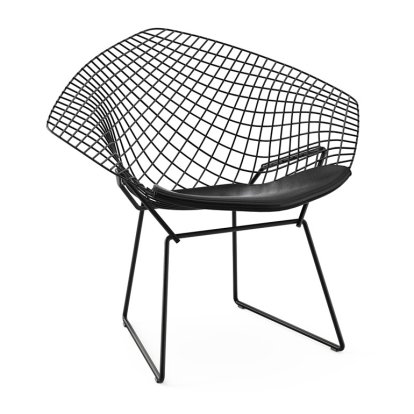 Diamond Sessel, mit Sitzkissen, Rilsan-Schutzbeschichtung schwarz, Vinyl schwarz