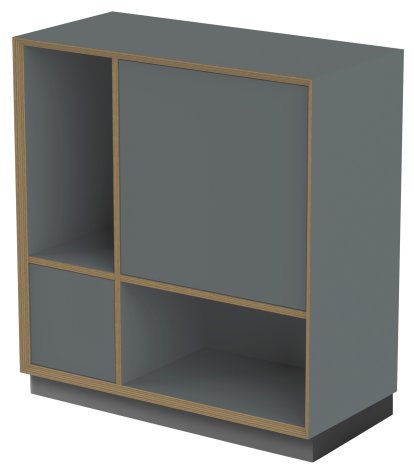 Vertiko Ply Regal, Ausführung 4, Anthrazit, Mit Sockel