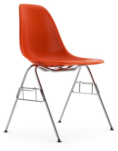 Eames Plastic Side Chair RE DSS / DSS-N, Rot (poppy red), Ohne Polsterung, Ohne Polsterung, Mit Reihenverbindung (DSS)