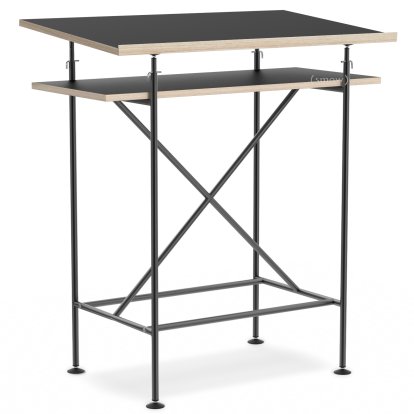 Stehpult Milla, 70cm, schwarz, Linoleum schwarz (Forbo 4023) mit Eichekante