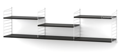 String System Wandregal L, 30 cm, Weiß, Eschefurnier schwarz