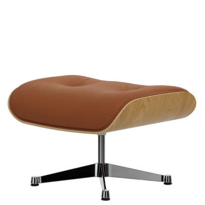 Lounge Chair Ottoman, Kastanie natur, Leder Premium F cognac, Aluminium poliert