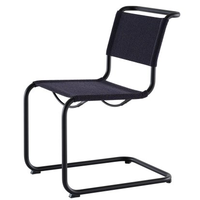 Details Thonet S 33 / S 34 V Stoff Freischwinger S 33 / S 34 V Stoff Freischwinger, ohne Armlehnen, Tiefschwarz matt pulverbeschichtet, Stoff Cento deep - dunkelblau, Kunststoffgleiter schwarz mit Filz