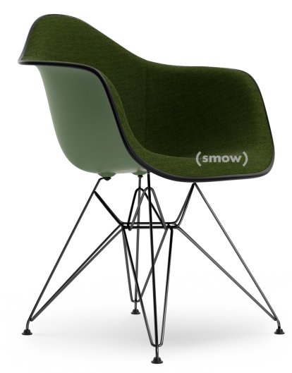 Eames Plastic Armchair RE DAR, Forest, Mit Vollpolsterung, Nero / forest, Standardhöhe - 43 cm, Beschichtet basic dark