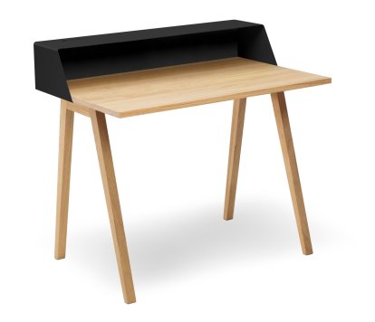PS04 / PS05 Sekretär, B 100 x T 63 cm (PS04), Tiefschwarz (RAL 9005), Eiche geölt, Ohne Elektrobox