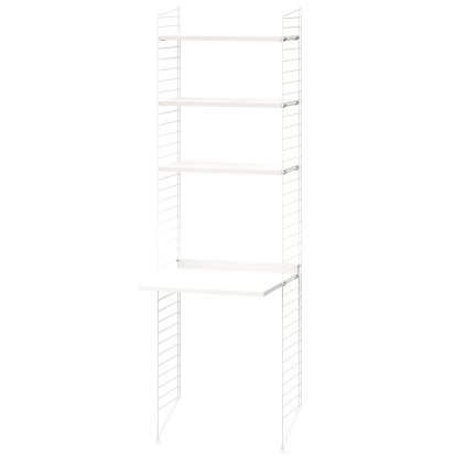 Bodenregal mit Schreibtisch, Weiß lackiert