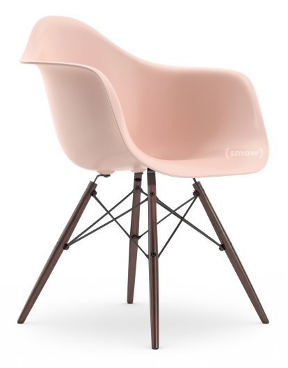 Eames Plastic Armchair RE DAW, Zartrosé, Ohne Polsterung, Ohne Polsterung, Standardhöhe - 43 cm, Ahorn dunkel