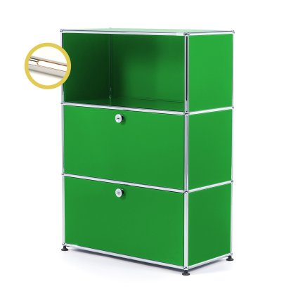USM Haller E Highboard M mit 2 Klappen und Fachbeleuchtung, USM grün, Warmweiß