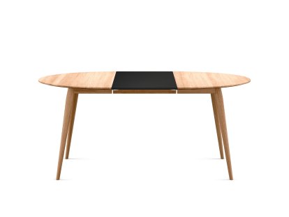PLAYdinner Round, Eiche natur geölt, Mit einer Einlegeplatte (L 120-170 cm), MDF schwarz