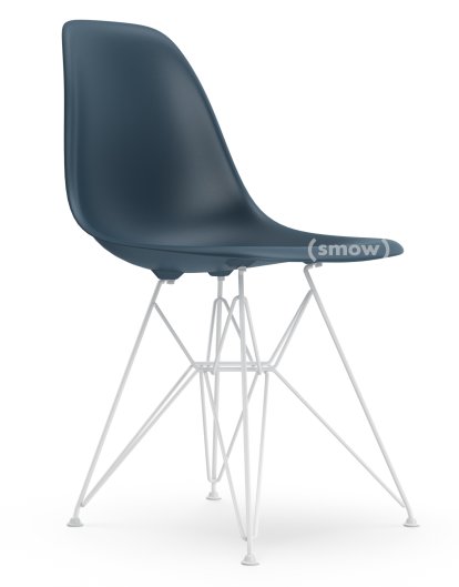 Eames Plastic Side Chair RE DSR, Meerblau, Ohne Polsterung, Ohne Polsterung, Standardhöhe - 43 cm, Beschichtet weiß