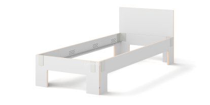 Tagedieb, 90 x 220 cm, Mit Kopfteil, FU (Sperrholz, Birke) weiß, Lichtgrau, Ohne Lattenrost