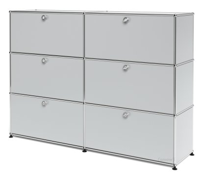 USM Haller Highboard L, individualisierbar, Lichtgrau RAL 7035, Mit 2 Klappen, Mit 2 Klappen, Mit 2 Klappen