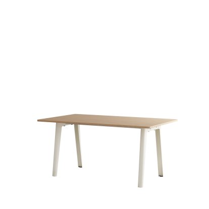 New Modern Esstisch rechteckig, Metall/Holz, 160 x 95 cm, Eichenfurnier, Cremeweiß